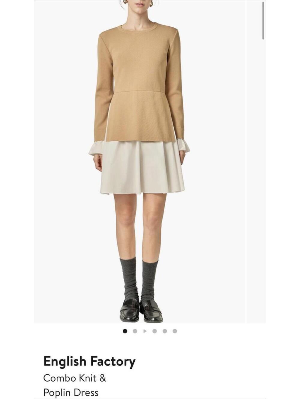 English Factory Combo Knit & Poplin Dress